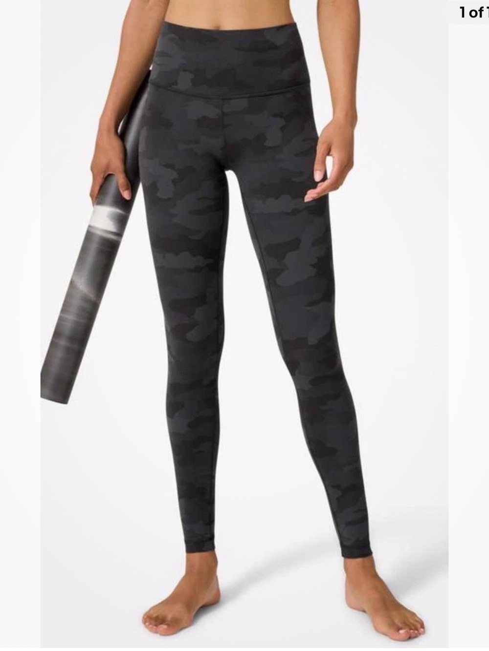 Lululemon Align High-Rise Formation Camo Black Gray Print Leggings Yoga Athletic